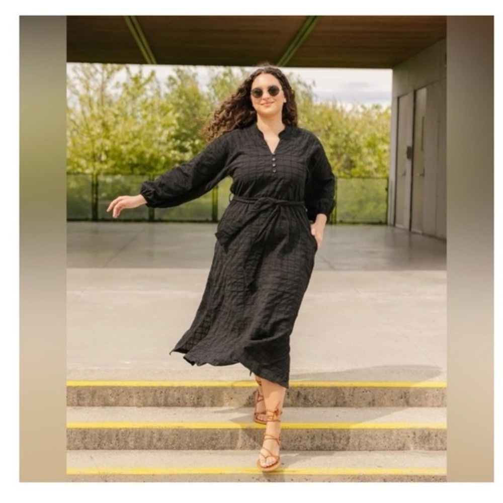 Smash + Tess Sightseer Maxi Dress Black Puff Sleeve Cottagecore Boho Normcore